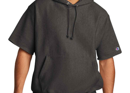 Champion Reverse Weave Short Sleeve Hooded Sweatshirt S101SS Charcoal Heather