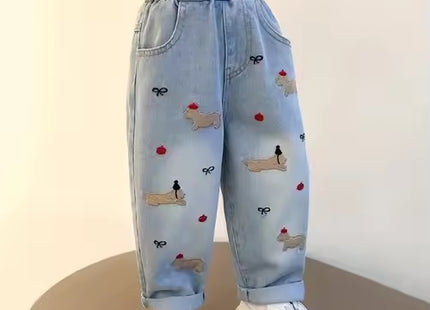 Kids' Butterfly Embroidered Denim Jeans