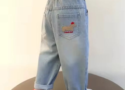 Kids' Butterfly Embroidered Denim Jeans