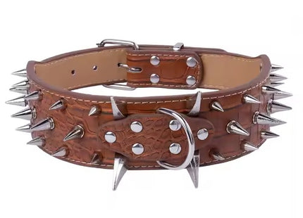 Adjustable PU Leather Spiked Dog Collar