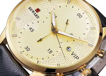 REWARD Men’s Gold Quartz Watch – Luxury Business Wristwatch