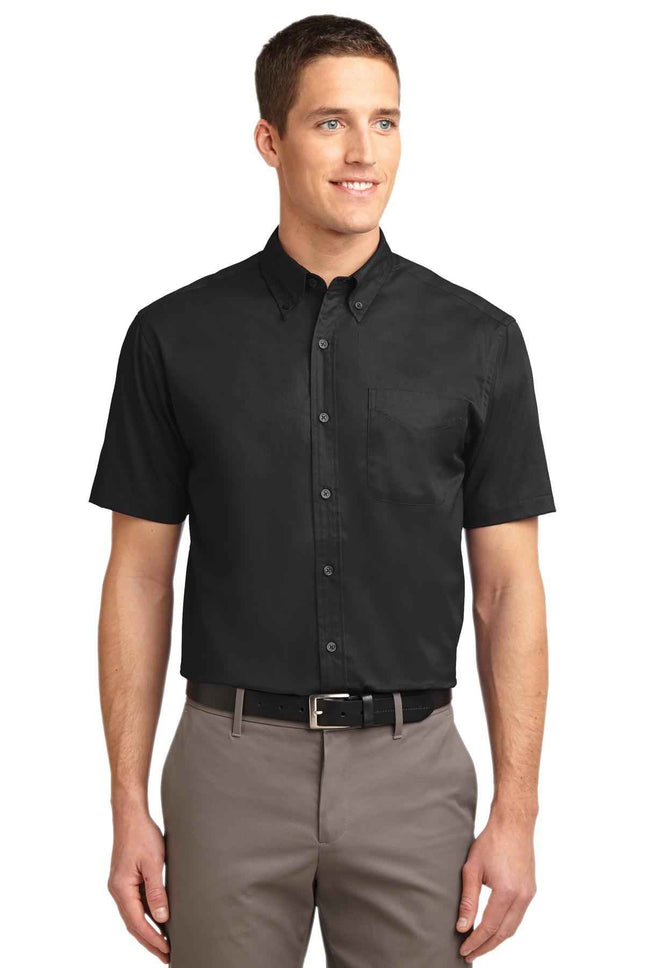 Port Authority Short Sleeve Easy Care Shirt S508 Black Light Stone