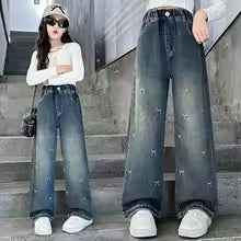 Girls' Bow Straight Leg Thermal Denim Jeans
