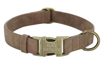 Engraved PU Leather Dog Collar