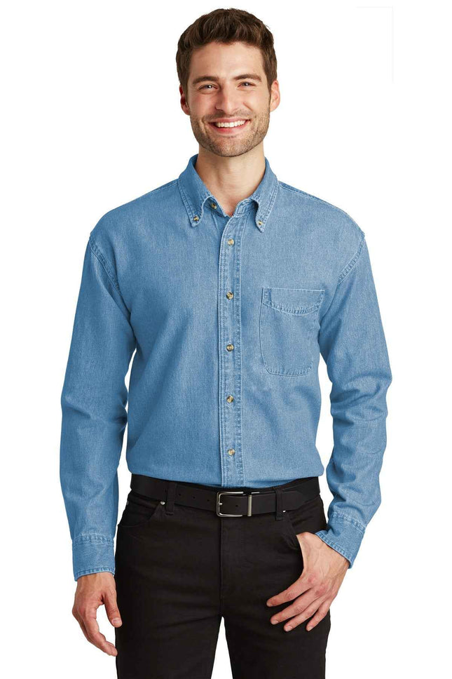 Port Authority Long Sleeve Denim Shirt S600 Faded Denim