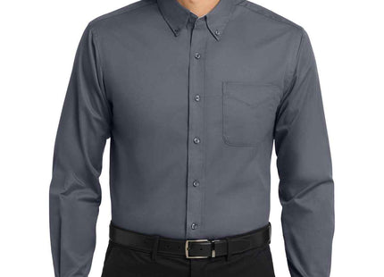 Port Authority Extended Size Long Sleeve Easy Care Shirt S608ES Steel Grey Light Stone