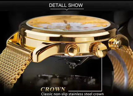REWARD Men’s Gold Stainless Steel Quartz Watch with Calendar