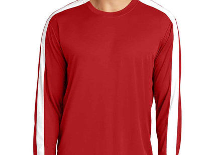 SportTek Competitor United Long Sleeve Crew ST100LS Deep Red White