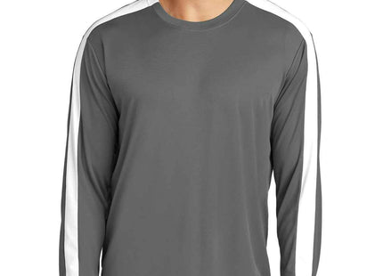 SportTek Competitor United Long Sleeve Crew ST100LS Iron Grey White