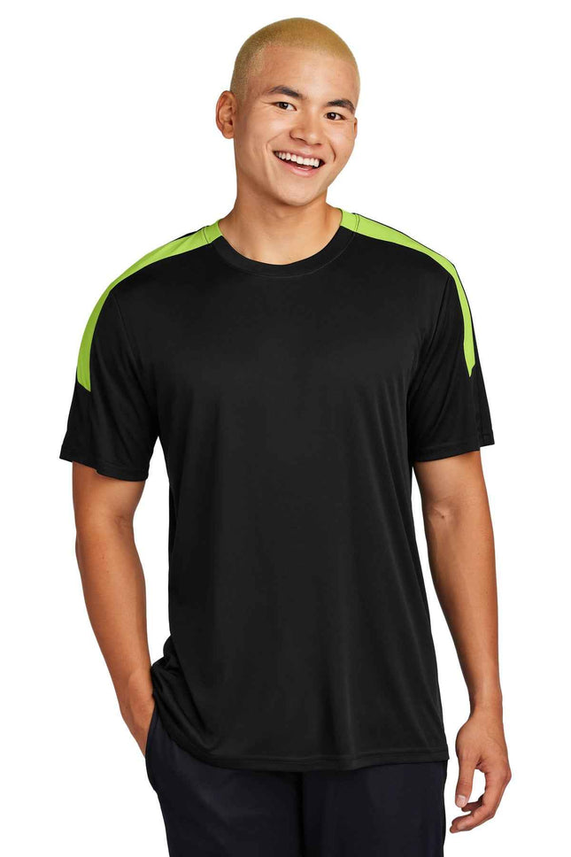 SportTek Competitor United Crew ST100 Black Lime Shock