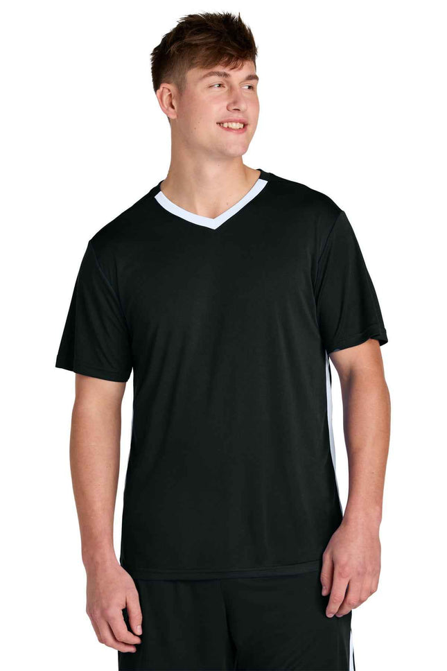 SportTek Competitor United VNeck ST101 Black White