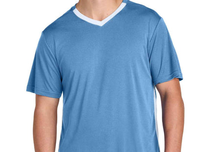SportTek Competitor United VNeck ST101 Carolina Blue White