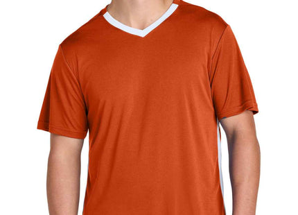 SportTek Competitor United VNeck ST101 Deep Orange White