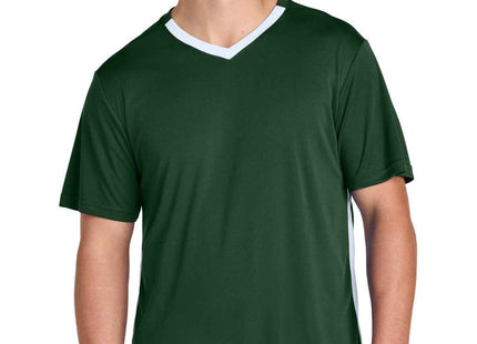 SportTek Competitor United VNeck ST101 Forest Green White