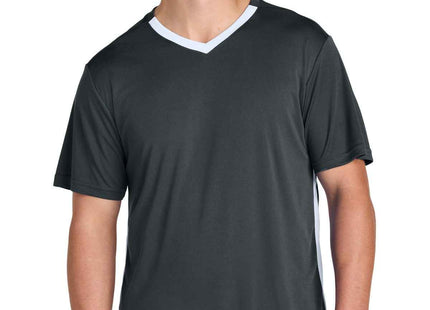 SportTek Competitor United VNeck ST101 Iron Grey White