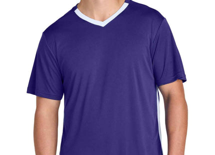 SportTek Competitor United VNeck ST101 Purple White