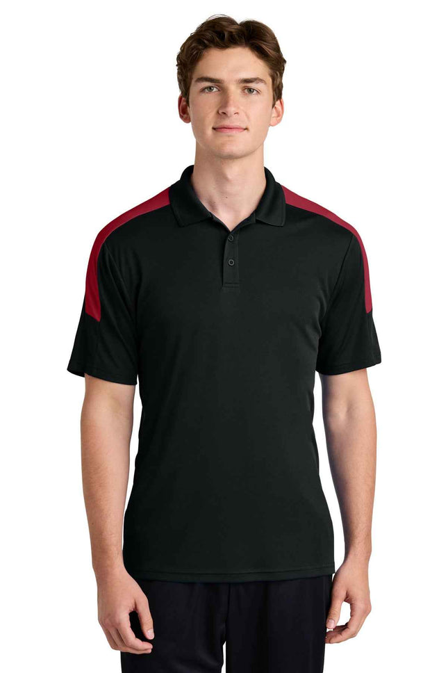 SportTek Competitor United Polo ST104 Black Deep Red