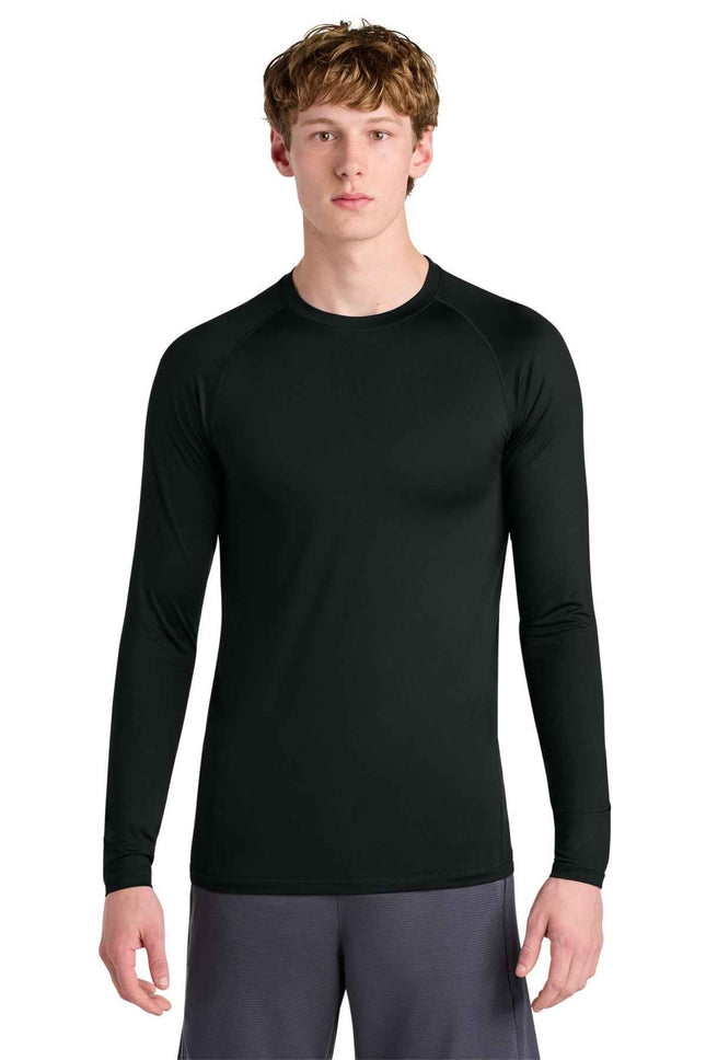 SportTek PosiCharge Compression Long Sleeve Tee ST120LS Black