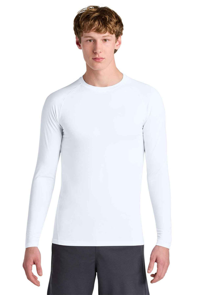 SportTek PosiCharge Compression Long Sleeve Tee ST120LS White