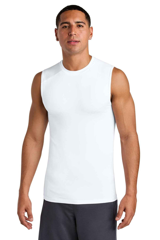 SportTek PosiCharge Compression Sleeveless Tee ST121SL White