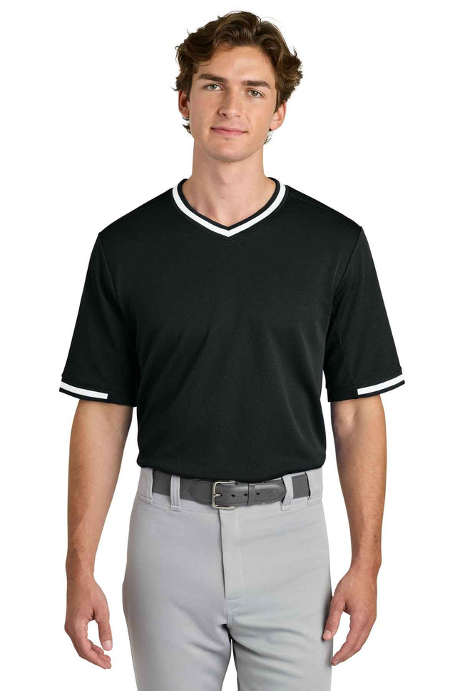 SportTek Tough Mesh VNeck Baseball Jersey ST221 Black