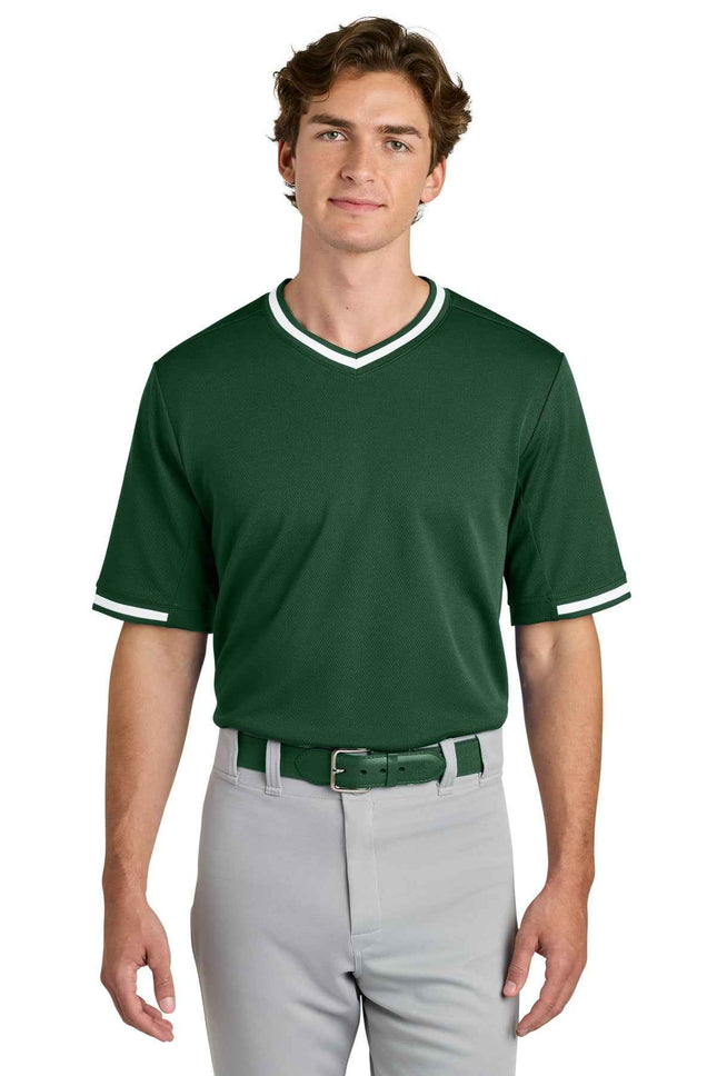 SportTek Tough Mesh VNeck Baseball Jersey ST221 Forest Green