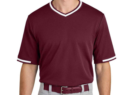 SportTek Tough Mesh VNeck Baseball Jersey ST221 Maroon
