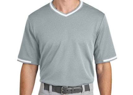 SportTek Tough Mesh VNeck Baseball Jersey ST221 Silver
