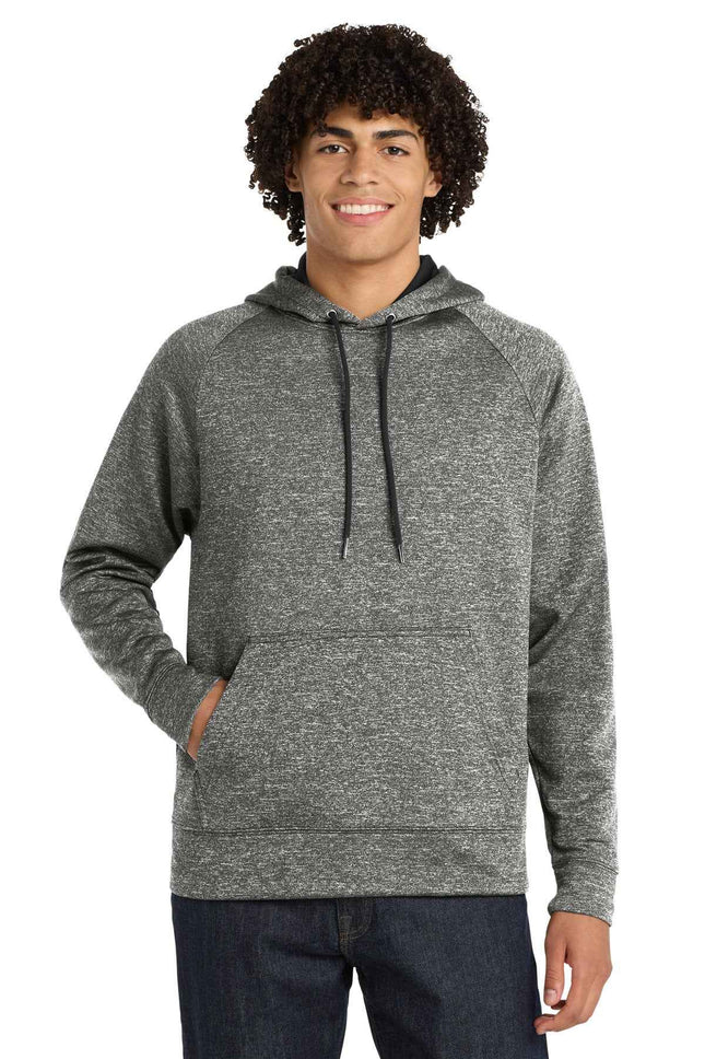 SportTek PosiCharge Electric Heather Fleece Hooded Pullover ST225 Black Electric