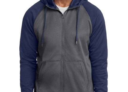 SportTek SportWick Varsity Fleece FullZip Hooded Jacket ST236 Dark Smoke Grey Navy