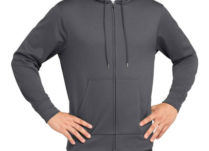 SportTek SportWick Fleece FullZip Hooded Jacket ST238 Dark Smoke Grey