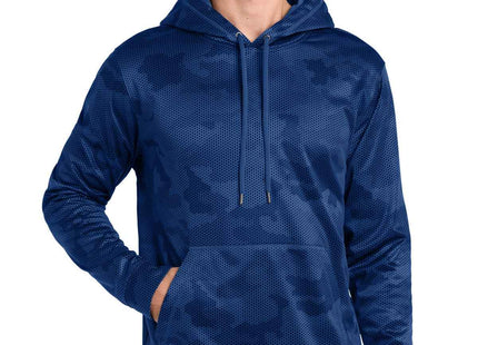 SportTek SportWick CamoHex Fleece Hooded Pullover ST240 True Royal