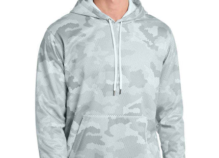 SportTek SportWick CamoHex Fleece Hooded Pullover ST240 White