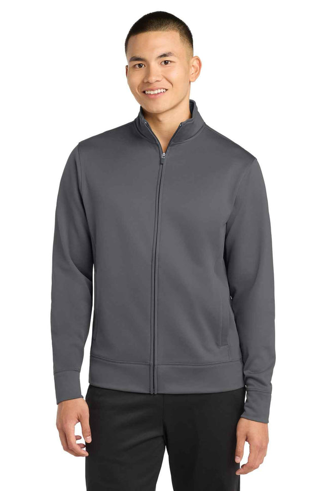 SportTek SportWick Fleece FullZip Jacket ST241 Dark Smoke Grey