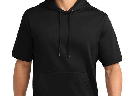 SportTek SportWick Fleece Short Sleeve Hooded Pullover ST251 Black