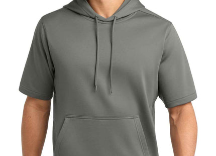 SportTek SportWick Fleece Short Sleeve Hooded Pullover ST251 Dark Smoke Grey