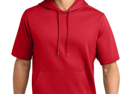 SportTek SportWick Fleece Short Sleeve Hooded Pullover ST251 Deep Red