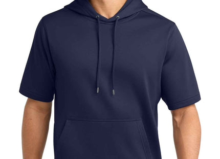 SportTek SportWick Fleece Short Sleeve Hooded Pullover ST251 Navy
