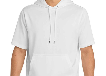 SportTek SportWick Fleece Short Sleeve Hooded Pullover ST251 White