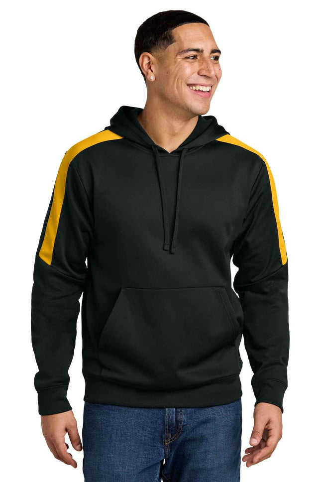 SportTek SportWick Fleece United Pullover Hoodie ST255 Black Gold