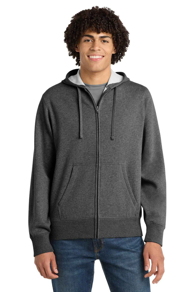 SportTek FullZip Hooded Sweatshirt ST258 Graphite Heather