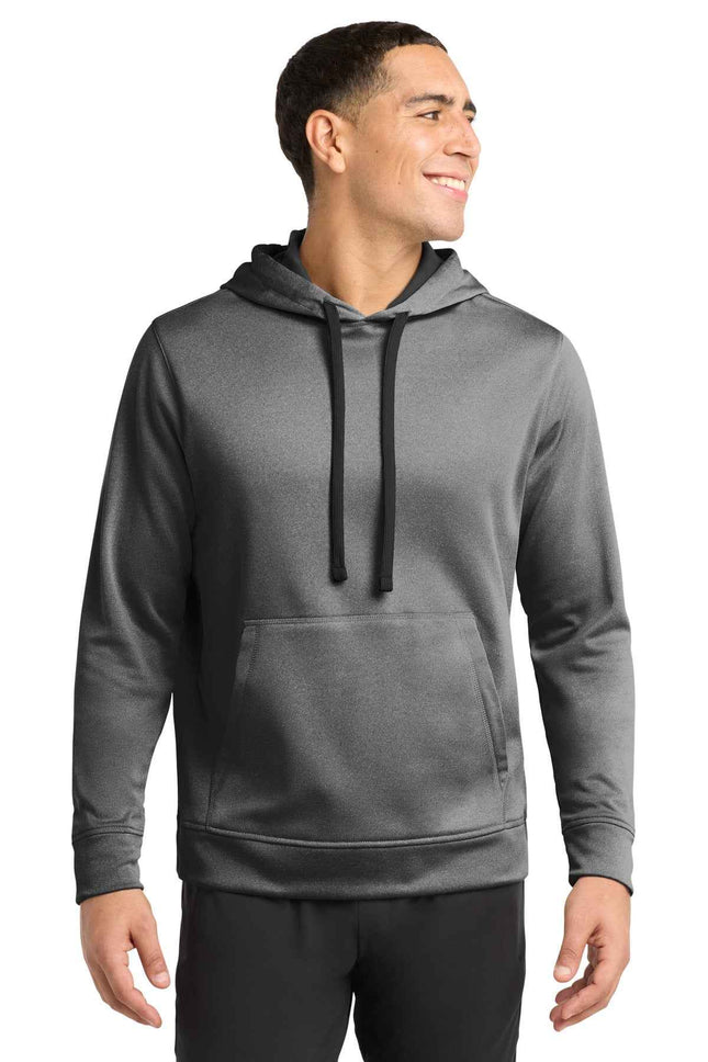 SportTek PosiCharge SportWick Heather Fleece Hooded Pullover ST264 Black Heather