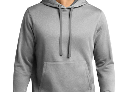 SportTek PosiCharge SportWick Heather Fleece Hooded Pullover ST264 Dark Silver Heather