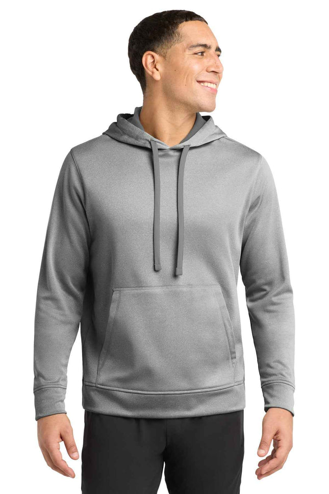 SportTek PosiCharge SportWick Heather Fleece Hooded Pullover ST264 Dark Silver Heather