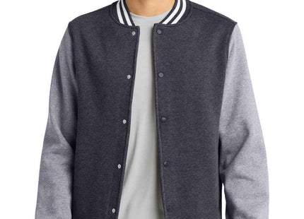 SportTek Fleece Letterman Jacket ST270 Graphite Heather Vintage Heather