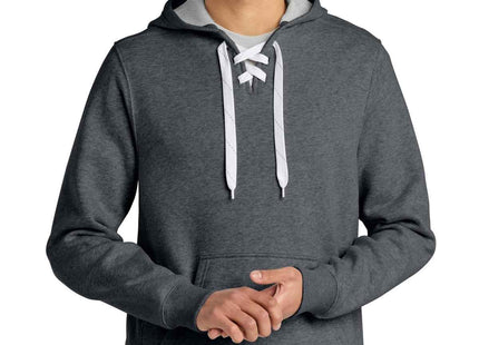 SportTek Lace Up Pullover Hooded Sweatshirt ST271 Graphite Heather