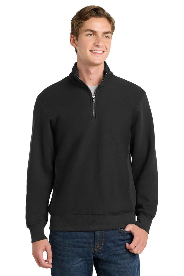 SportTek Super Heavyweight 1/4Zip Pullover Sweatshirt ST283 Black