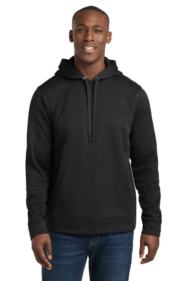 SportTek Repel Fleece Hooded Pullover ST290 Black