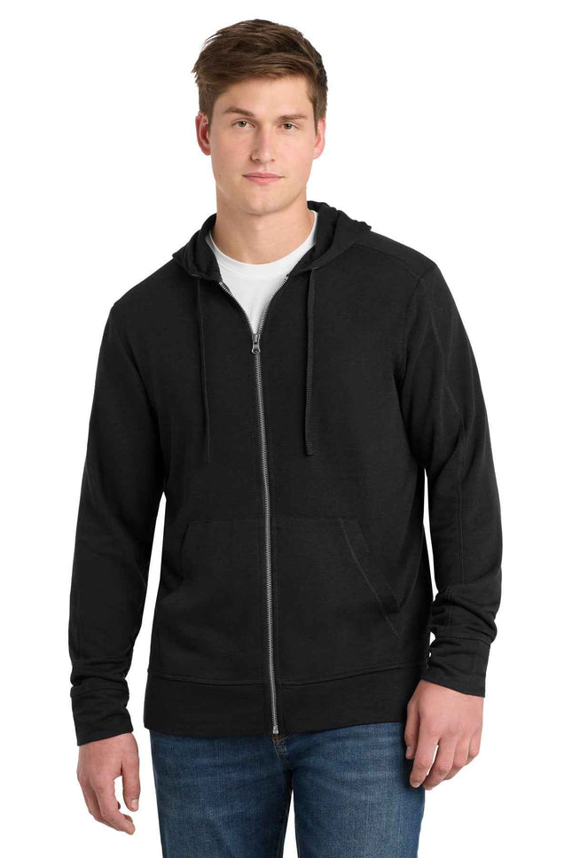 SportTek PosiCharge TriBlend Wicking Fleece FullZip Hooded Jacket ST293 Black Triad Solid