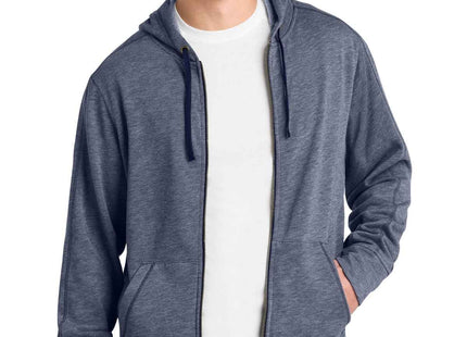 SportTek PosiCharge TriBlend Wicking Fleece FullZip Hooded Jacket ST293 True Navy Heather